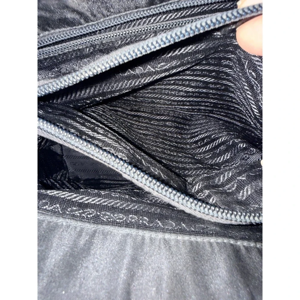 PRADA Tote Bag Black Nylon Unisex Y2K Vintage S - Picture 10 of 16